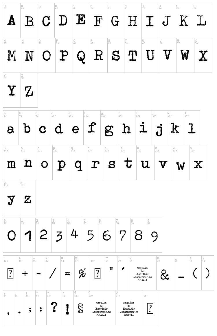 Maquina de Escribir font map